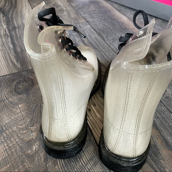 New! Workshop G-SIX Clear Boot Gold Glitter Sz 6 - Picture 3 of 4